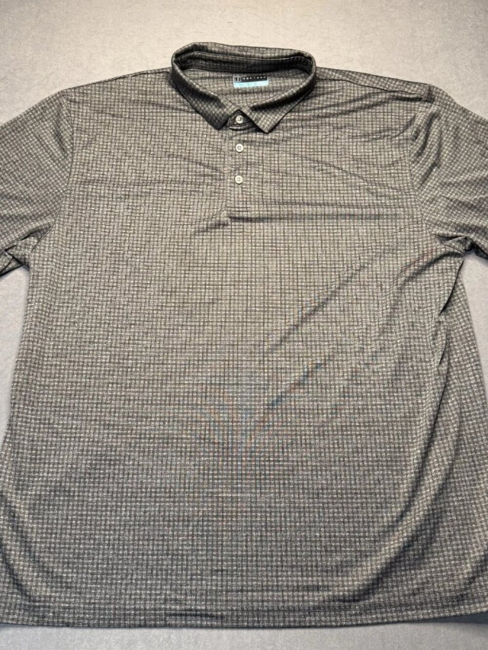 PGA Tour Pro Mens XL Grey Geometric Graphic Performance Golf Polo Shirt